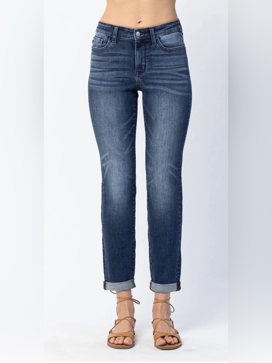 Judy Blue Denim - Judy Blue 16W Slim Fit Straight Leg Dark Wash Cuffed Every Day Jeans Style 82428